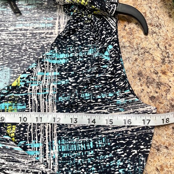 BCBGMAXAZRIA Women's Astair Sleeveless V-Neck Faux Wrap Dress In Black Multi M - Picture 8 of 10